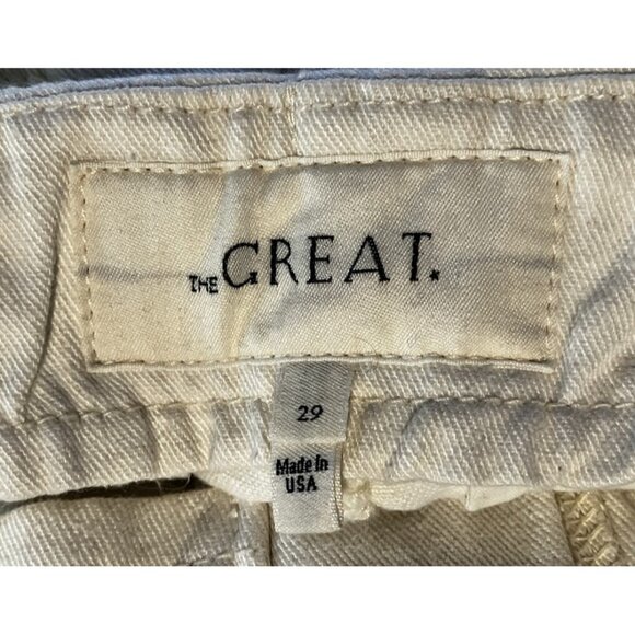 THE GREAT - The Sculpted Trouser Natural Hemp High Rise Wide Leg Cream Size 29 - Picture 9 of 11